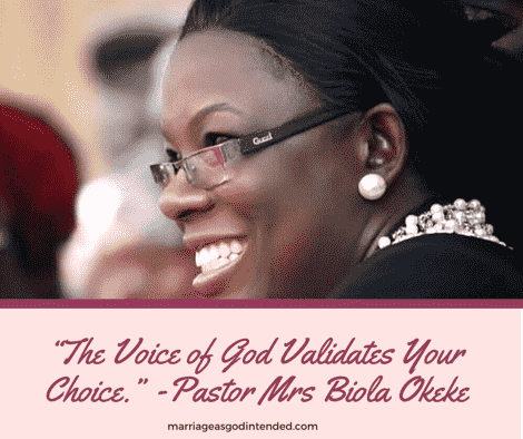 Read more about the article Singles: The Voice of God Validates Your Choice- Pastor Mrs Biola Okeke.